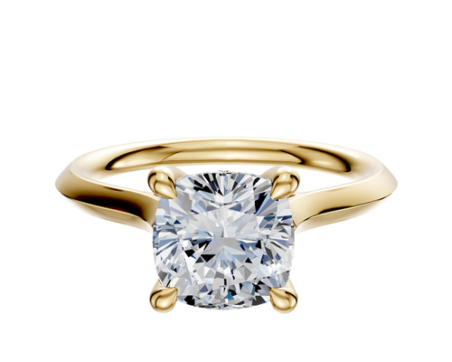 18K Yellow Gold 4 Prong Hidden Halo Cathedral Knife Edge 2.0mm Engagement Ring