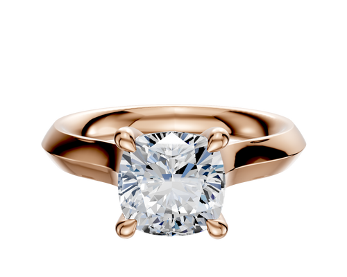 18K Rose Gold 4 Prong Hidden Halo Cathedral Knife Edge 3.0mm Engagement Ring