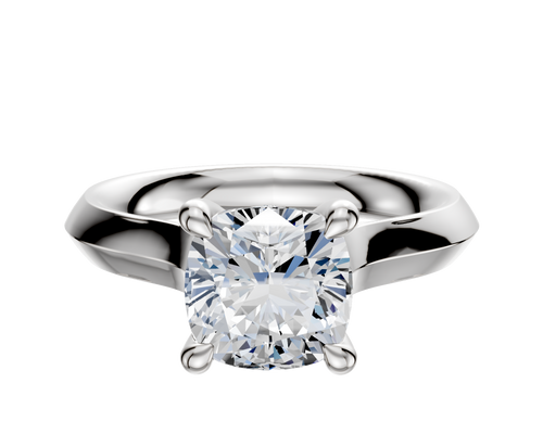 Platinum 4 Prong Hidden Halo Cathedral Knife Edge 3.0mm Engagement Ring