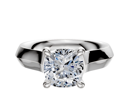 18K White Gold 4 Prong Hidden Halo Cathedral Knife Edge 4.0mm Engagement Ring