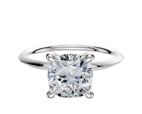 Platinum 4 Prong Hidden Halo Classic Knife Edge 1.5mm Engagement Ring