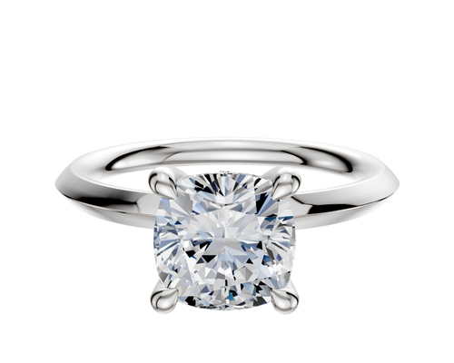Platinum 4 Prong Hidden Halo Classic Knife Edge 2.0mm Engagement Ring