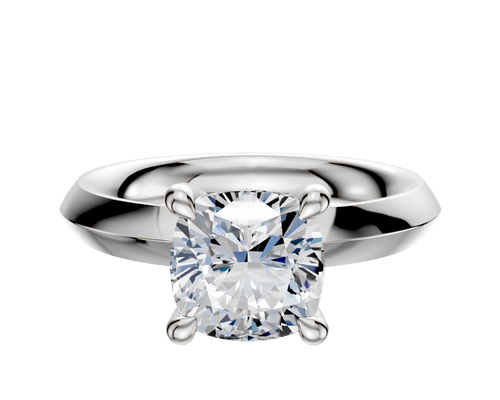 Platinum 4 Prong Hidden Halo Classic Knife Edge 3.0mm Engagement Ring