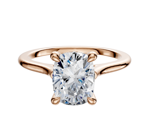 18K Rose Gold 4 Prong Hidden Halo Cathedral Dome 1.5mm Engagement Ring