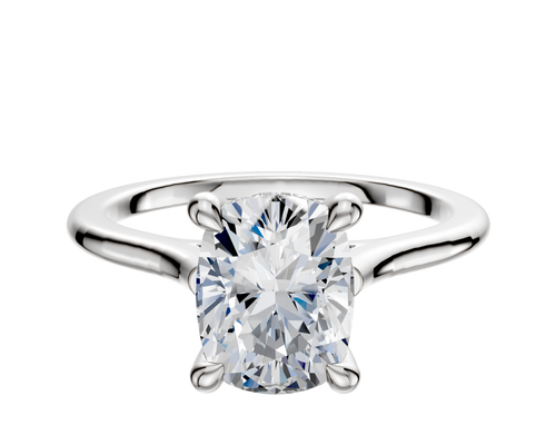 18K White Gold 4 Prong Hidden Halo Cathedral Dome 1.5mm Engagement Ring