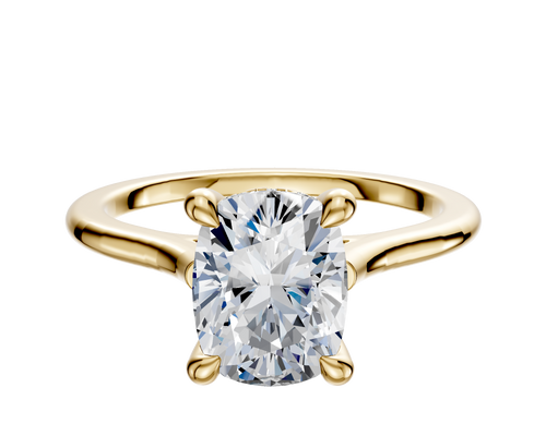 18K Yellow Gold 4 Prong Hidden Halo Cathedral Dome 1.5mm Engagement Ring