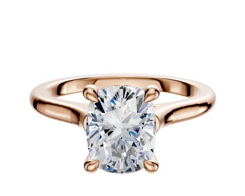 18K Rose Gold 4 Prong Hidden Halo Cathedral Dome 2.0mm Engagement Ring