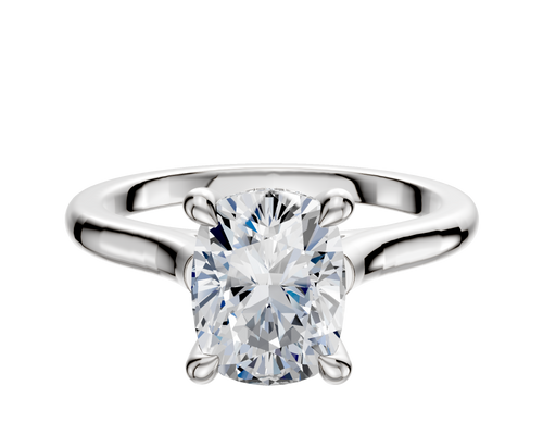 Platinum 4 Prong Hidden Halo Cathedral Dome 2.0mm Engagement Ring
