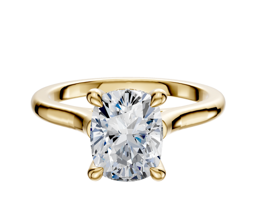 18K Yellow Gold 4 Prong Hidden Halo Cathedral Dome 2.0mm Engagement Ring