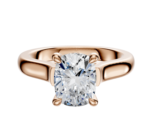 18K Rose Gold 4 Prong Hidden Halo Cathedral Dome 3.0mm Engagement Ring