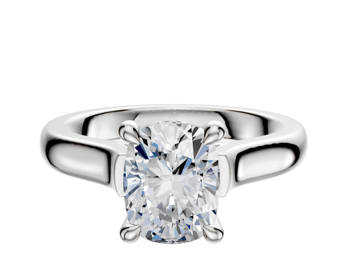 14K White Gold 4 Prong Hidden Halo Cathedral Dome 3.0mm Engagement Ring