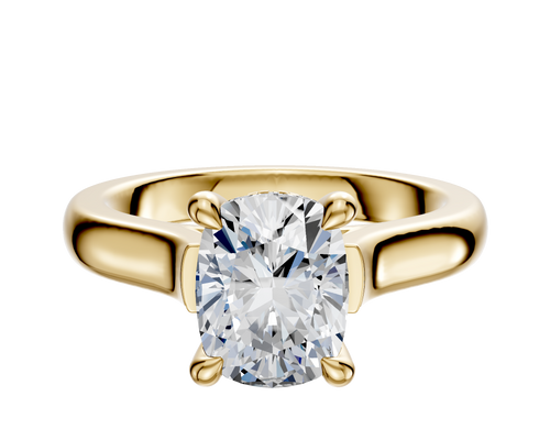 18K Yellow Gold 4 Prong Hidden Halo Cathedral Dome 3.0mm Engagement Ring