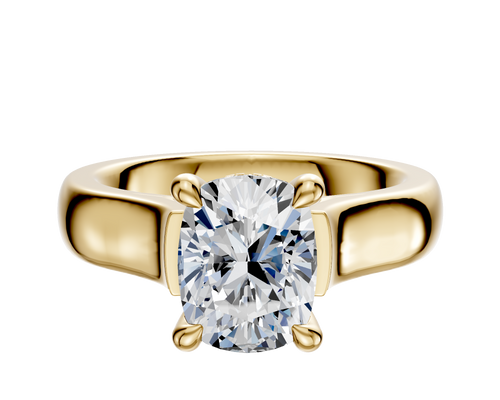 18K Yellow Gold 4 Prong Hidden Halo Cathedral Dome 4.0mm Engagement Ring