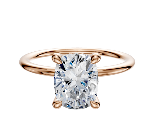 18K Rose Gold 4 Prong Hidden Halo Classic Dome 1.5mm Engagement Ring