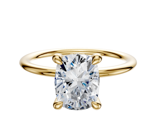 14K Yellow Gold 4 Prong Hidden Halo Classic Dome 1.5mm Engagement Ring