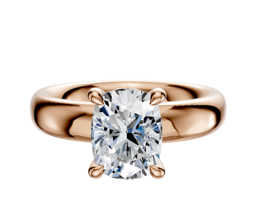 18K Rose Gold 4 Prong Hidden Halo Classic Dome 4.0mm Engagement Ring