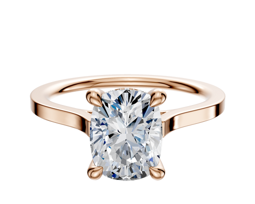 18K Rose Gold 4 Prong Hidden Halo Cathedral Flat 1.5mm Engagement Ring