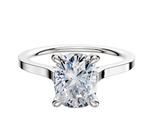 18K White Gold 4 Prong Hidden Halo Cathedral Flat 1.5mm Engagement Ring