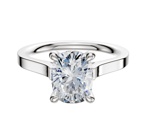 18K White Gold 4 Prong Hidden Halo Cathedral Flat 2.0mm Engagement Ring