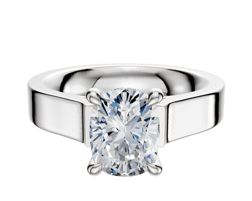 18K White Gold 4 Prong Hidden Halo Cathedral Flat 4.0mm Engagement Ring