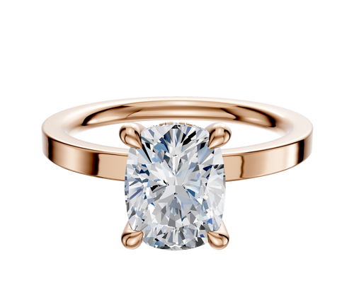 18K Rose Gold 4 Prong Hidden Halo Classic Flat 2.0mm Engagement Ring