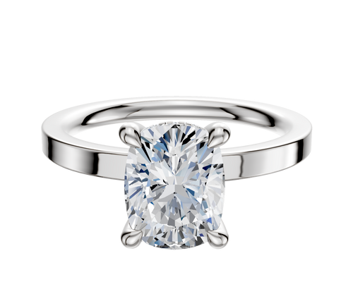 Platinum 4 Prong Hidden Halo Classic Flat 2.0mm Engagement Ring
