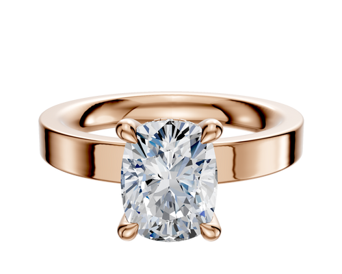 18K Rose Gold 4 Prong Hidden Halo Classic Flat 3.0mm Engagement Ring