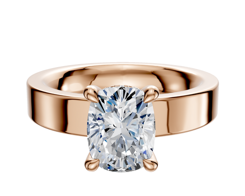 14K Rose Gold 4 Prong Hidden Halo Classic Flat 4.0mm Engagement Ring