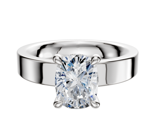 Platinum 4 Prong Hidden Halo Classic Flat 4.0mm Engagement Ring