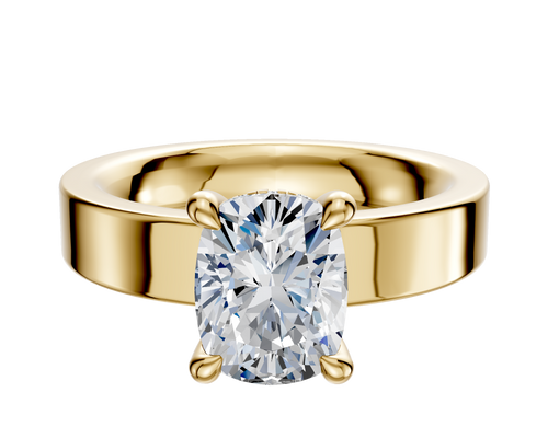 18K Yellow Gold 4 Prong Hidden Halo Classic Flat 4.0mm Engagement Ring