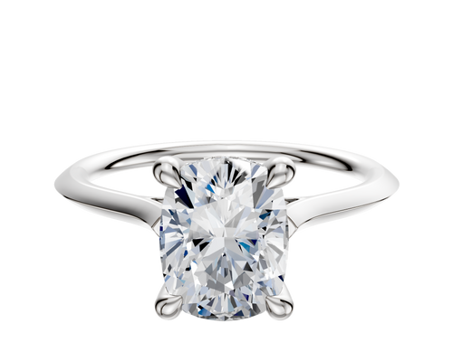 18K White Gold 4 Prong Hidden Halo Cathedral Knife Edge 1.5mm Engagement Ring