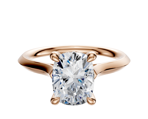 18K Rose Gold 4 Prong Hidden Halo Cathedral Knife Edge 2.0mm Engagement Ring