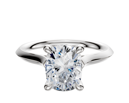 18K White Gold 4 Prong Hidden Halo Cathedral Knife Edge 2.0mm Engagement Ring