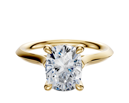 14K Yellow Gold 4 Prong Hidden Halo Cathedral Knife Edge 2.0mm Engagement Ring