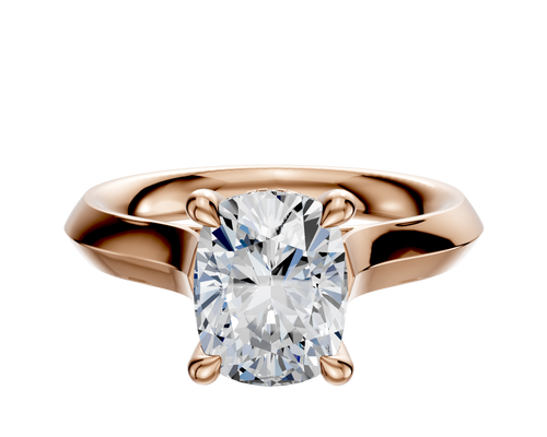 18K Rose Gold 4 Prong Hidden Halo Cathedral Knife Edge 3.0mm Engagement Ring