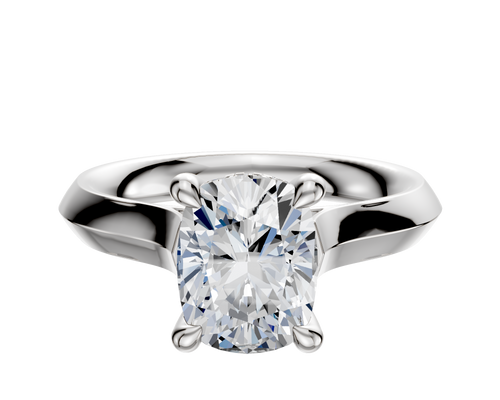 Platinum 4 Prong Hidden Halo Cathedral Knife Edge 3.0mm Engagement Ring