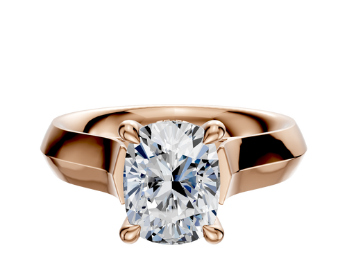 18K Rose Gold 4 Prong Hidden Halo Cathedral Knife Edge 4.0mm Engagement Ring