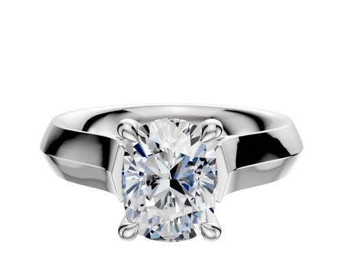 18K White Gold 4 Prong Hidden Halo Cathedral Knife Edge 4.0mm Engagement Ring