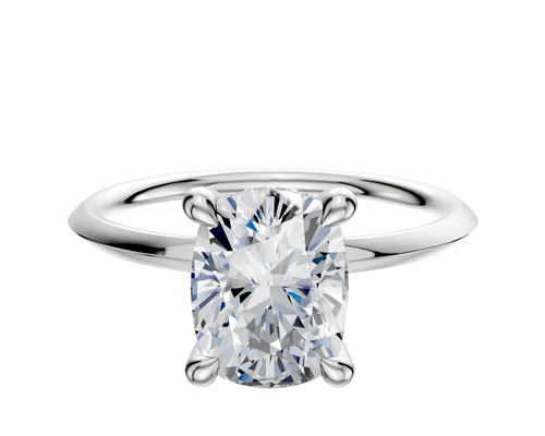 14K White Gold 4 Prong Hidden Halo Classic Knife Edge 1.5mm Engagement Ring