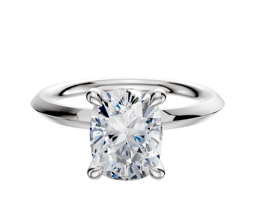 18K White Gold 4 Prong Hidden Halo Classic Knife Edge 2.0mm Engagement Ring