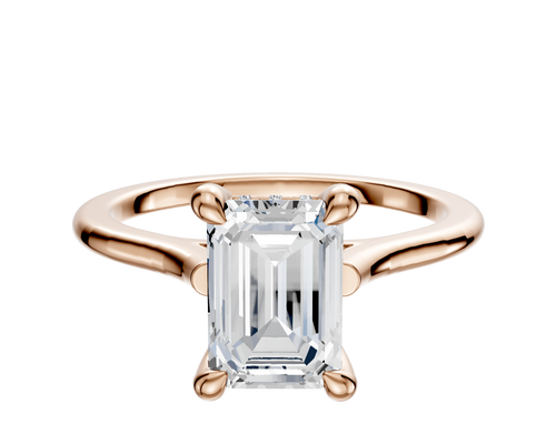 18K Rose Gold 4 Prong Hidden Halo Cathedral Dome 1.5mm Engagement Ring