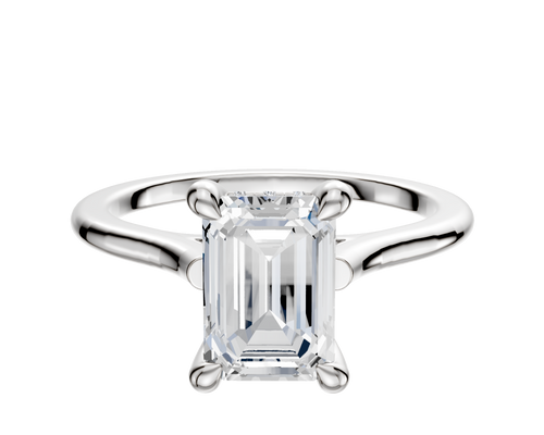 18K White Gold 4 Prong Hidden Halo Cathedral Dome 1.5mm Engagement Ring