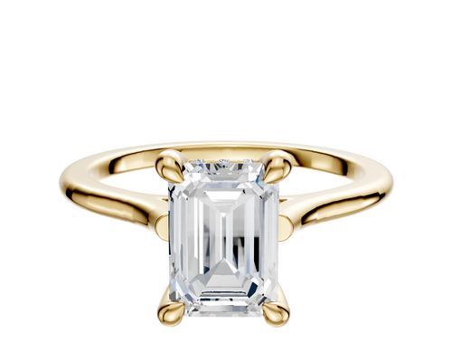 14K Yellow Gold 4 Prong Hidden Halo Cathedral Dome 1.5mm Engagement Ring