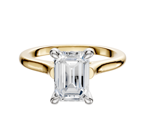 14K Two Tone 4 Prong Hidden Halo Cathedral Dome 2.0mm Engagement Ring