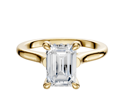 14K Yellow Gold 4 Prong Hidden Halo Cathedral Dome 2.0mm Engagement Ring