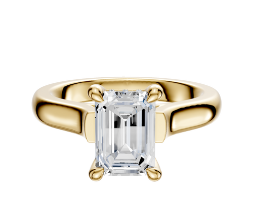 14K Yellow Gold 4 Prong Hidden Halo Cathedral Dome 3.0mm Engagement Ring