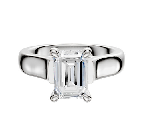 14K White Gold 4 Prong Hidden Halo Cathedral Dome 4.0mm Engagement Ring