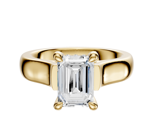18K Yellow Gold 4 Prong Hidden Halo Cathedral Dome 4.0mm Engagement Ring