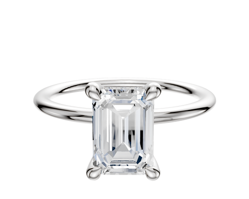 Platinum 4 Prong Hidden Halo Classic Dome 1.5mm Engagement Ring
