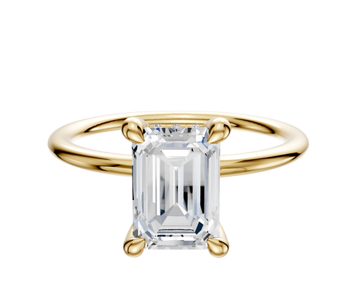 18K Yellow Gold 4 Prong Hidden Halo Classic Dome 1.5mm Engagement Ring